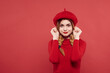 © SHOTPRIME STUDIO - pretty woman with pigtails fun Red lips luxury isolated background