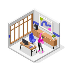 Wall Mural - Office Stretches Isometric Illustration