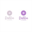 purple dahlia flower logo vector image with pink color concept illustration