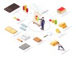 © Siberian Art - Financial research vector isometric infographic. Stock trading, investment analysis.