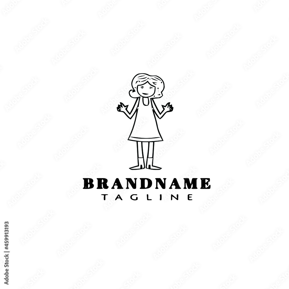 girl logo cartoon icon design template black isolated vector cute Stock ...