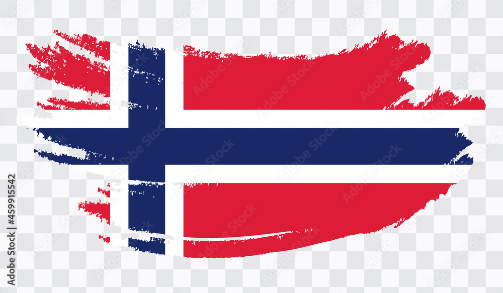 Grunge brush stroke with NORWAY national flag. Watercolor painting flag ...