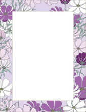 A Pink Floral Frame With Cosmos Flowers.