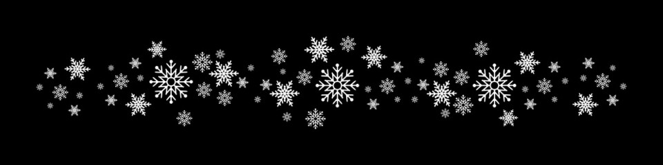 Wall Mural - snowflakes. white snowflakes on black background. winter background. white snowflake. christmas illu