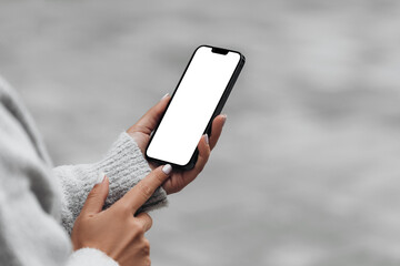 Woman uses the new iPhone 13 pro