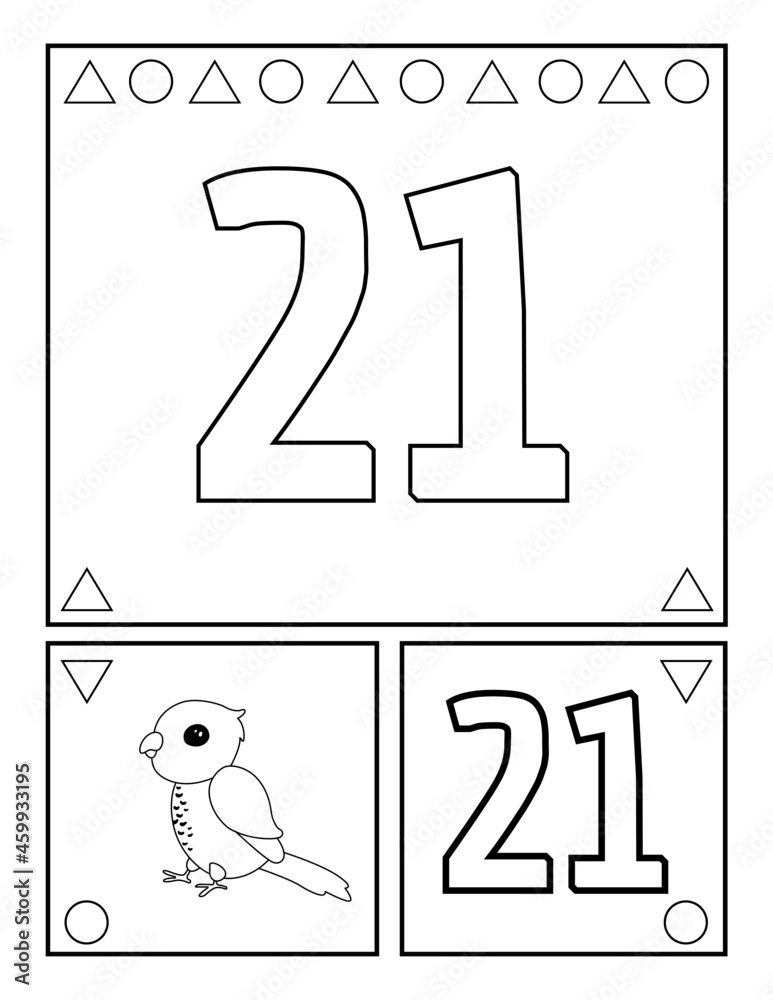 Number twenty-one, numbers coloring book for toddlers, activities, For ...