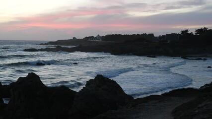 Wall Mural - A view of the atlantic shore in the evening. Batz-sur-mer, France, september 2021.