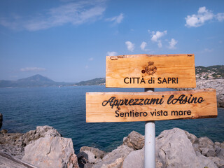 Wall Mural - beautiful coastal path from Sapri to Maratea called Apprezzami l'Asino (appreciate me donkey) on the border between the Campania and Basilicata regions in South Italy