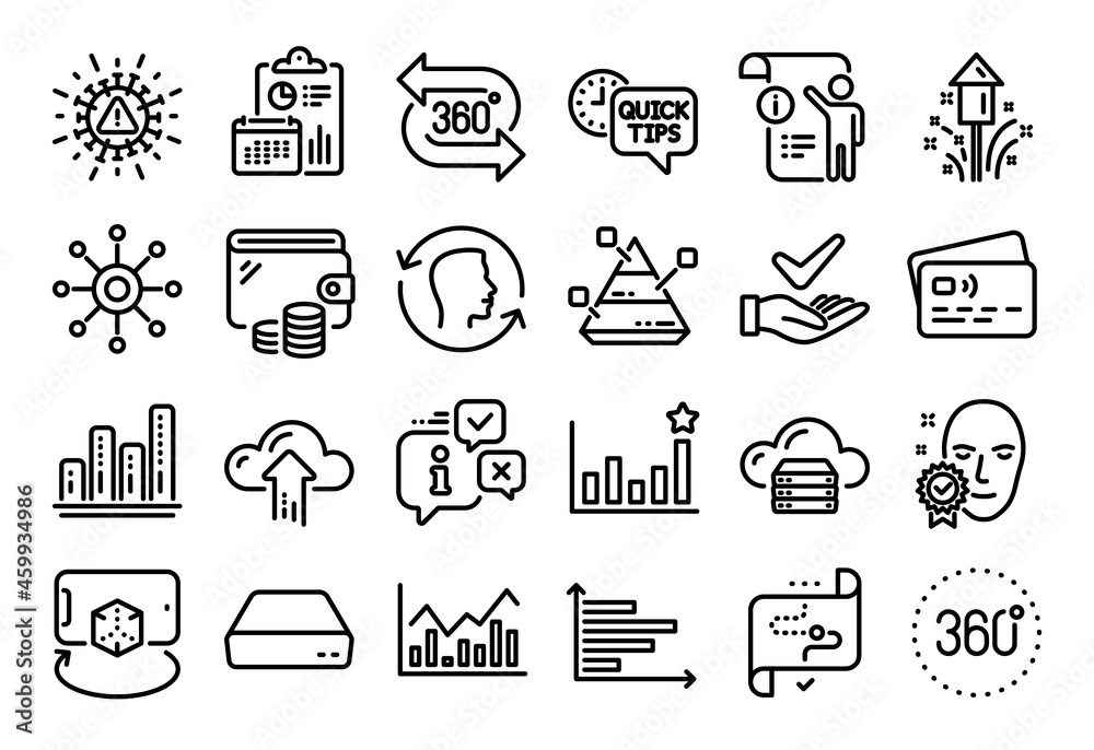 Vector set of Augmented reality, Efficacy and Pyramid chart line icons ...