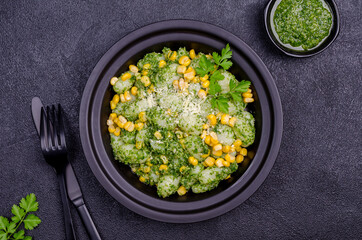 Wall Mural - Gnocchi with corn and green sauce