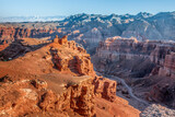 Fototapeta  - Natural unusual landscape red canyon of unusual beauty is similar to the Martian landscape, the Charyn canyon
