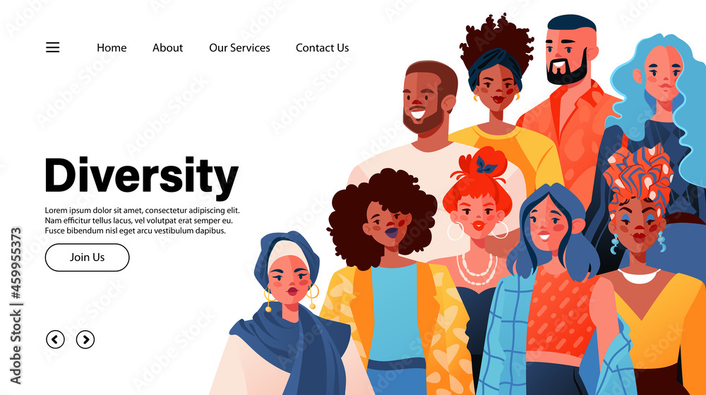 Concept for landing page template, design websites with people of ...
