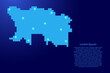 © elenvd - Jersey map silhouette from blue square pixels and glowing stars. Vector illustration.