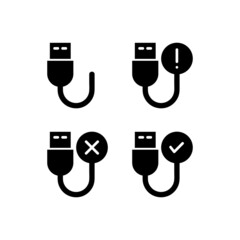 Poster - Black usb cable icon collection