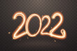 © alexandertrou - 2022 sparkler sign. Firework sign with glow flare effect isolated on transparent background. Sparkling New Year number in freeze light style. Ideal for banner, flyer, poster. Vector illustration