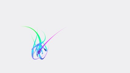 Poster - Bunch of colorful lines moving on white background. Design. Multicolored wavy lines twist and move in space. Minimalistic lines move in lump and in space
