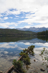 Partially Cloudy Sky over Pyramid Lake in Jasper, AB