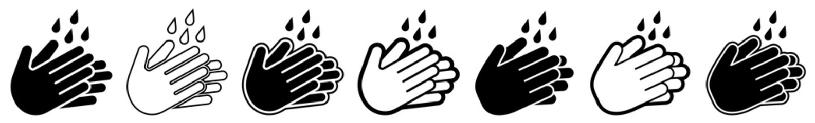 Wall Mural - washing hands icon hygiene washing hands set | washing hand water drops icon disinfect vector illust
