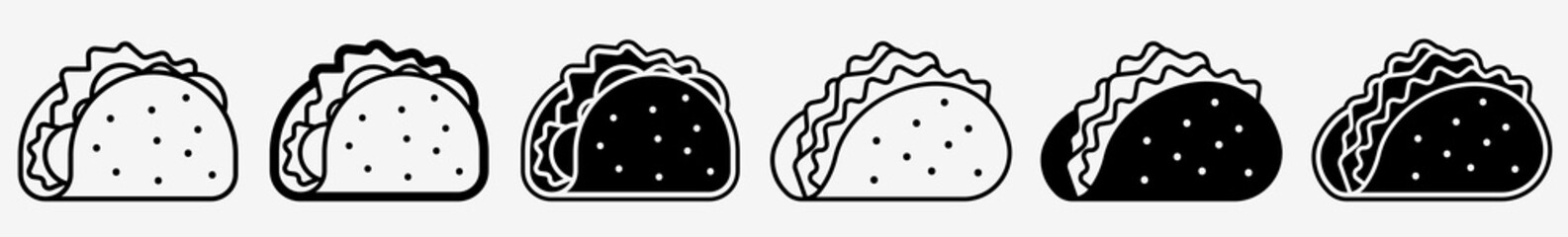 Wall Mural - taco icon mexican taco set | tacos icon mexican food vector illustration logo | taco-icon isolated s