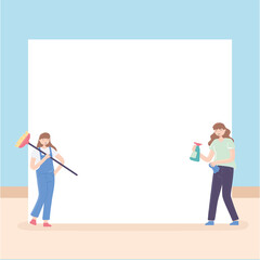 Wall Mural - women with cleaning tools