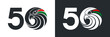 50 UAE national day logo with falcon head icon in the UAE flag colors illustration banner. Sign of United Arab Emirates 2 December Spirit of the union 50 National day Anniversary Celebration Card 2021