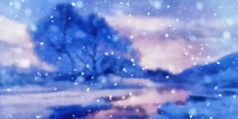  Falling snowflakes on a winter background. Artistic work