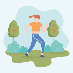 Wall Mural - runner girl in the park