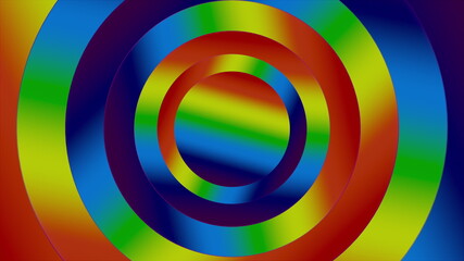 Poster - Bright rings with 3d render in rich holographic design shades. Futuristic portal in rounded geometric shape. Spherical presentation digital palette with soft blur