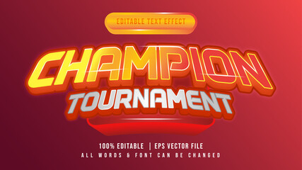 Poster - Champion Tournament Shiny 3d Text Style Effect