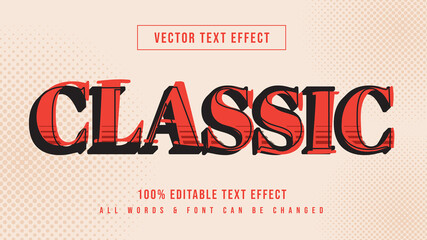 Poster - Classic Vintage Retro 3d Text Style Effect. Editable red classic bold illustrator text style.