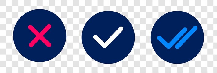 Poster - Check and cross icon. doubles check icon. yes and no symbol. vector eps 10. isolated on transparent background.