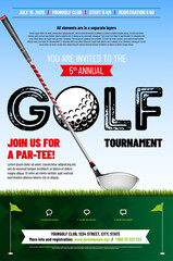 Poster - Golf tournament poster template with golf club