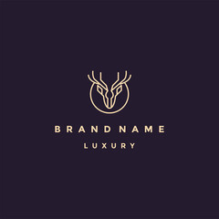 Poster - Luxury gold line logo design with simple and modern shape of DEER