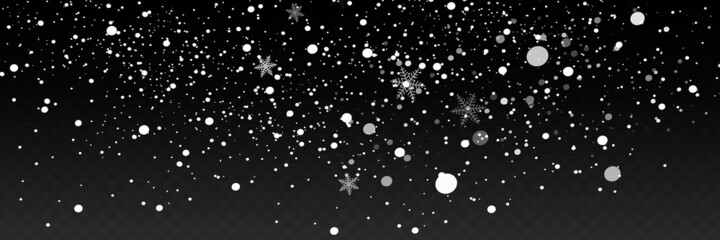 Wall Mural - Realistic falling snowflakes. Isolated on transparent background. Vector illustration