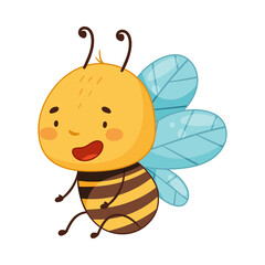 Poster - Adorable honey bee with funny face cartoon vector illustration