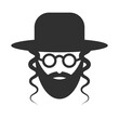 A bearded Jew in a hat and sunglasses. Hasidic icon. Vector illustration.