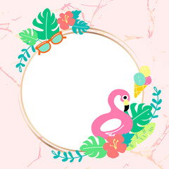 Wall Mural - Round summer flaming frame vector