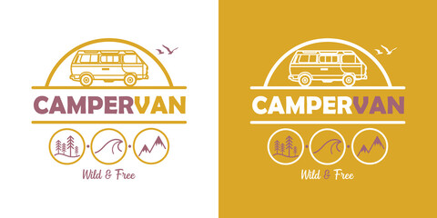 Campervan - vector illustration - Van - Vanlife - wild and free - colors