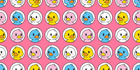 Wall Mural - duck seamless pattern rubber duck heart valentine shower bathroom toy chicken bird vector pet scarf gift wrapping paper cartoon animal doodle tile wallpaper repeat background illustration design