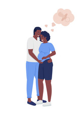 Poster - expecting couple semi flat color vector characters. standing figures. full body people on white. fam
