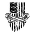 Illustration of crossed wrenches on american flag background. Design element for logo, emblem, sign, poster, t shirt. Vector illustration