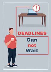 Poster - Urgent projects at work poster flat vector template. Deadlines can not wait. Brochure, booklet one page concept design with cartoon characters. Freelance flyer, leaflet with copy space