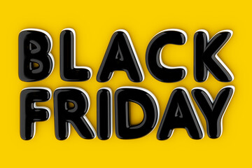 Fototapete - Black Balloon Black Friday Sign. 3d Rendering