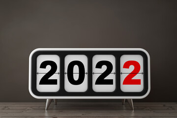 Aufkleber - Retro Flip Clock with 2022 New Year Sign. 3d Rendering