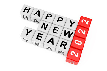 Aufkleber - New 2022 Year concept. Happy New Year 2022 Sign as Crossword Blocks. 3d Rendering