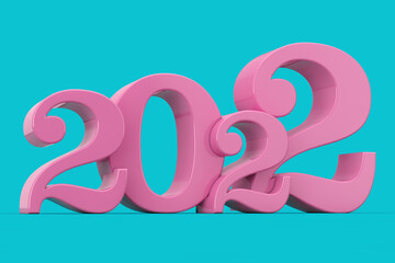 Poster - 2022 New Year Pink Sign in Duotone Style. 3d Rendering