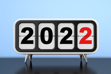 Aufkleber - Retro Flip Clock with 2022 New Year Sign. 3d Rendering