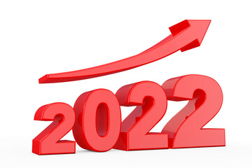 Poster - Progress Arrow in New 2022 Year Sign. 3d Rendering