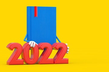 Aufkleber - Blue Book Character Mascot with 2022 New Year Sign. 3d Rendering