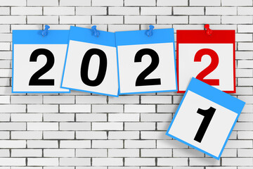 Aufkleber - New 2022 Year Start Concept. Calendar Sheets with 2022 New Year Sign. 3d Rendering